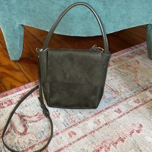 Forest Green Suede Crossbody Mini Bag